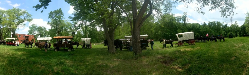 A Wagon Train Stopping For Lunch